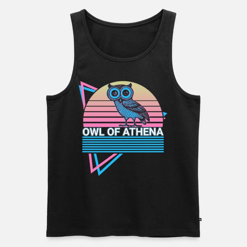 Eule der Athene Retro - Männer Premium Bio Tank Top - Schwarz