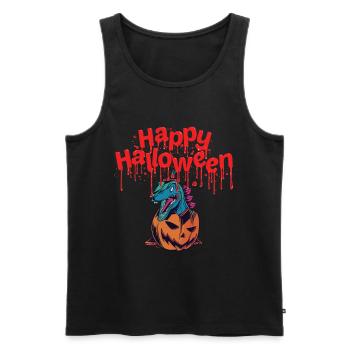 Citrouille dinosaure Joyeux Halloween T-Rex Horrorkos - Débardeur bio Premium Homme - noir - Devant - AI Model Male 178 light (178cm)