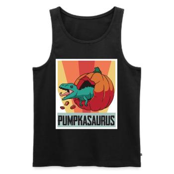 Funny Halloween Pumpkasaurus Baby Dino Horrorko - Men's Premium Organic Tank Top - black - Front - Michal (187cm)