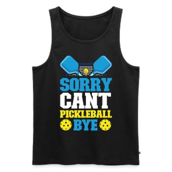 Pickleball Sorry. Cant. Pickleball - Men's Premium Organic Tank Top - black - Front - AI Model Male 178 light (178cm)