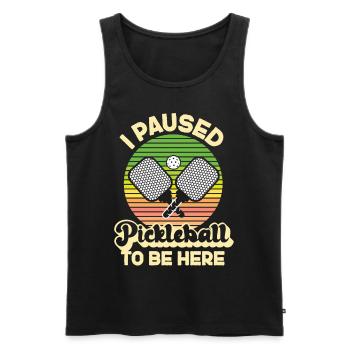 Pickleball Retro I Paused - Männer Premium Bio Tank Top - Schwarz - Vorne - Michal (187cm)