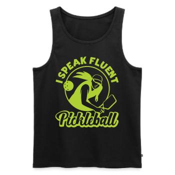 Pickleball Retro I Speak Fluent - Männer Premium Bio Tank Top - Schwarz - Vorne - Michal (187cm)