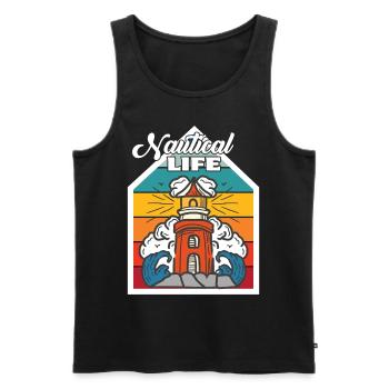 Nautical Lighthouse Captain Anchor Ship Ocean - Men's Premium Organic Tank Top - black - Front - AI Model Male 178 light (178cm)