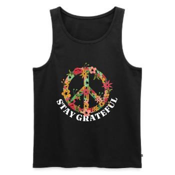 Signe de paix Hippie Amour Paix Liberté Blis - Débardeur bio Premium Homme - noir - Devant - Michal (187cm)