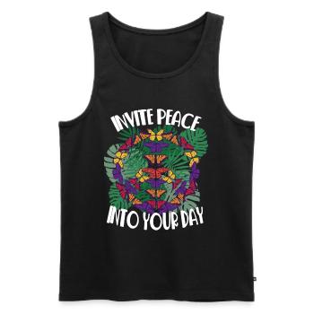 Sei freundlich Frieden Hippie Liebe Freiheit und G - Männer Premium Bio Tank Top - Schwarz - Vorne - Michal (187cm)