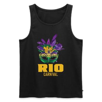 Masque de Carnaval Rio de Janeiro Célébration Brésil Karn - Débardeur bio Premium Homme - noir - Devant - AI Model Male 178 light (178cm)