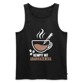 Geimpft Mit Arabicazenega Kaffee - Männer Premium Bio Tank Top - Schwarz - Vorne - Michal (187cm)