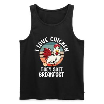 J’adore le poulet Ils chient le petit déjeuner - Débardeur bio Premium Homme - noir - Devant - Michal (187cm)