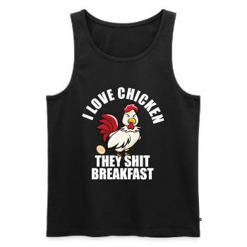 J’adore le poulet Ils chient le petit déjeuner - Débardeur bio Premium Homme - noir - Devant - Michal (187cm)