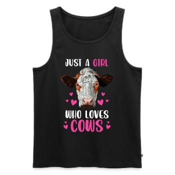 Just A Girl Who Loves Cows - Männer Premium Bio Tank Top - Schwarz - Vorne - Michal (187cm)