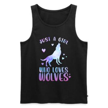 Just A Girl Who Loves Wolves - Männer Premium Bio Tank Top - Schwarz - Vorne - AI Model Male 178 light (178cm)