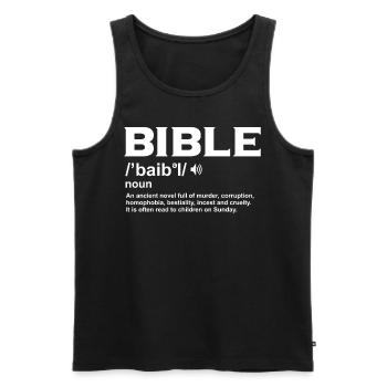 Funny Bible Definition For Atheist - Männer Premium Bio Tank Top - Schwarz - Vorne - Michal (187cm)