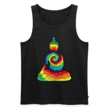 Vintage Tie Dye Buddha For Buddism Beliver - Men's Premium Organic Tank Top - black - Front - AI Model Male 178 light (178cm)