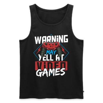 Warning May Yell At Video Games Gamer Gaming - Männer Premium Bio Tank Top - Schwarz - Vorne - AI Model Male 178 light (178cm)