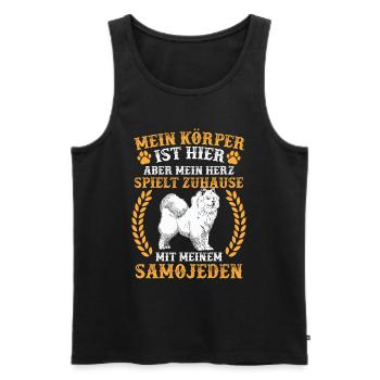 Samojede spielt zuhause Samojedenspitz - Männer Premium Bio Tank Top - Schwarz - Vorne - AI Model Male 178 light (178cm)