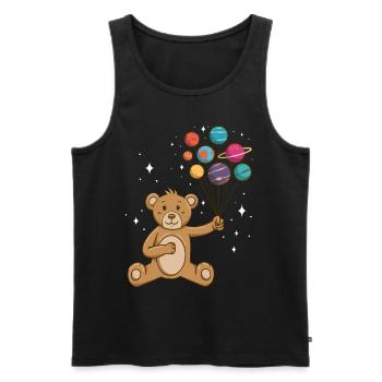 Teddy Bear Planet Balloons Astronaut - Men's Premium Organic Tank Top - black - Front - AI Model Male 178 light (178cm)