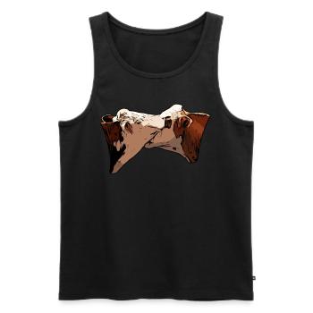 2 Rind Tierkopf Motiv Aufdruck mit Stier - Männer Premium Bio Tank Top - Schwarz - Vorne - AI Model Male 178 light (178cm)