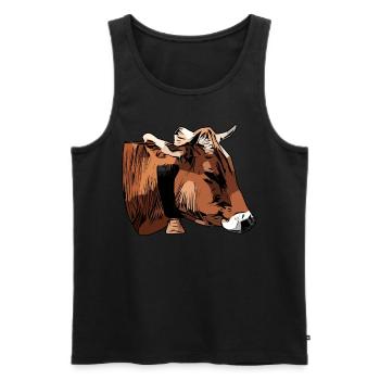 Landwirt Rind Tierkopf Motiv Aufdruck mit Stier - Männer Premium Bio Tank Top - Schwarz - Vorne - AI Model Male 178 light (178cm)
