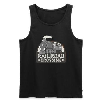 Eisenbahn Kreuzung Eisenbahnliebhaber Lokomotive - Männer Premium Bio Tank Top - Schwarz - Vorne - Michal (187cm)