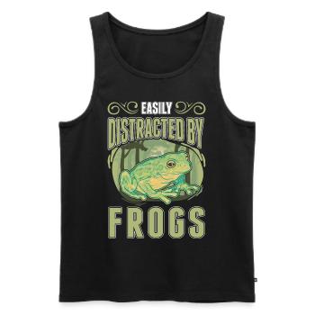 Easily distracted by Frogs Frosch - Männer Premium Bio Tank Top - Schwarz - Vorne - Michal (187cm)