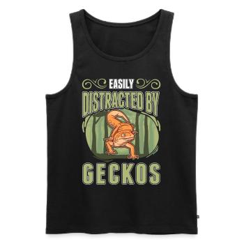 Facilement distrait par Geckos Leopard Gecko - Débardeur bio Premium Homme - noir - Devant - Michal (187cm)