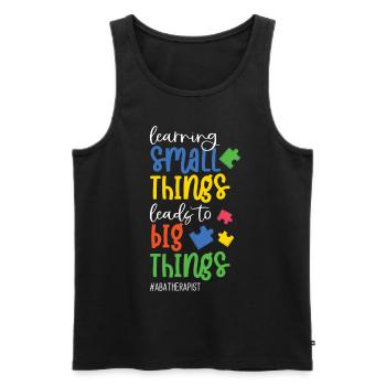 Learning small Things lead To Big Things - Men's Premium Organic Tank Top - black - Front - AI Model Male 178 light (178cm)