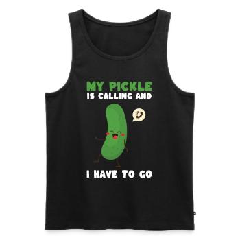Mon cornichon m’appelle et je dois partir - Débardeur bio Premium Homme - noir - Devant - Michal (187cm)