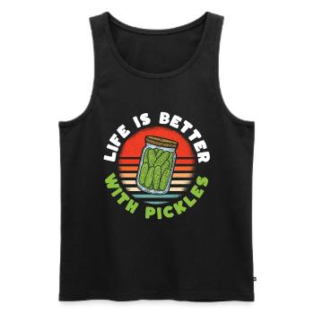Life Is Better With Pickles - Männer Premium Bio Tank Top - Schwarz - Vorne - AI Model Male 178 light (178cm)