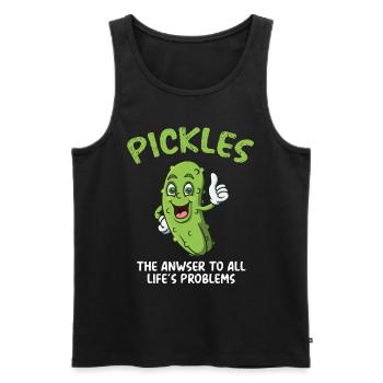 Pickles The Anwser To All Lifes Problems - Männer Premium Bio Tank Top - Schwarz - Vorne - Michal (187cm)