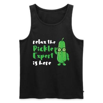 Relax The Pickle Expert is Here - Männer Premium Bio Tank Top - Schwarz - Vorne - AI Model Male 178 light (178cm)