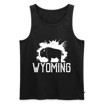 Buffalo Wyoming Nature Randonnée Montagne Souvenir - Débardeur bio Premium Homme - noir - Devant - Michal (187cm)