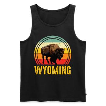 Souvenir du Wyoming Buffalo Nature Randonnée Mountain Canyon - Débardeur bio Premium Homme - noir - Devant - Michal (187cm)