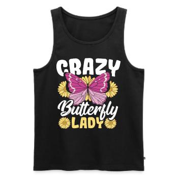 Crazy Butterfly Lady Monarch Butterflies - Men's Premium Organic Tank Top - black - Front - Michal (187cm)