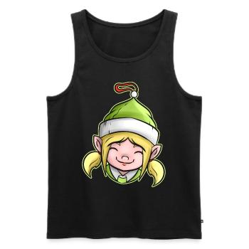 Kawaii Xmas Christmas Tree Ball Globe Female Elf - Men's Premium Organic Tank Top - black - Front - Michal (187cm)
