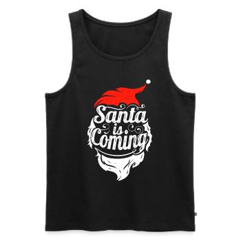 Santa Is Coming Santas Hat And Beard Christmas - Men's Premium Organic Tank Top - black - Front - AI Model Male 178 light (178cm)