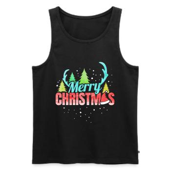 Merry Christmas Logo Santas Hat Antlers Christmas - Men's Premium Organic Tank Top - black - Front - Michal (187cm)