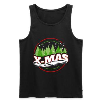X-mas Xmas Logo With Trees For Christmas - Men's Premium Organic Tank Top - black - Front - Michal (187cm)