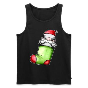 Mignon Kawaii Santa In Sock On Chimney Fireplace - Débardeur bio Premium Homme - noir - Devant - Michal (187cm)