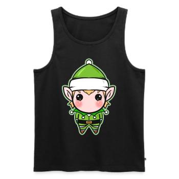 Xmas Christmas Tree Ball Globe Kawaii Elf - Men's Premium Organic Tank Top - black - Front - Michal (187cm)