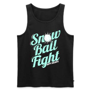 Bataille de boules de neige Joyeuses Fêtes à Noël - Débardeur bio Premium Homme - noir - Devant - AI Model Male 178 light (178cm)