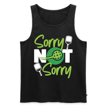 Pickleball Sorry Not Sorry - Men's Premium Organic Tank Top - black - Front - AI Model Male 178 light (178cm)