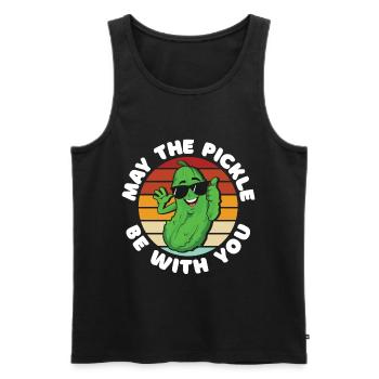 May The Pickle Be With You - Männer Premium Bio Tank Top - Schwarz - Vorne - Michal (187cm)