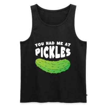 Tu m’as eu à Pickles - Débardeur bio Premium Homme - noir - Devant - AI Model Male 178 light (178cm)
