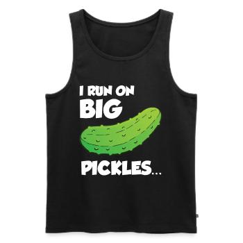 I Run On Big Pickles - Männer Premium Bio Tank Top - Schwarz - Vorne - Michal (187cm)