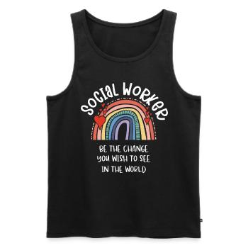 Social Worker Regenbogen Be The Change You Wish - Männer Premium Bio Tank Top - Schwarz - Vorne - AI Model Male 178 light (178cm)