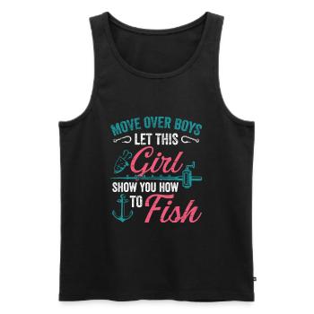 Pêche Filles Rod Fisher Poisson Pêcheur Pêche - Débardeur bio Premium Homme - noir - Devant - Michal (187cm)