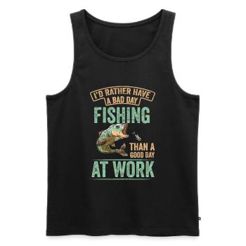 Je préférerais pêcheur de canne à pêche pêcheur de poisson - Débardeur bio Premium Homme - noir - Devant - Michal (187cm)