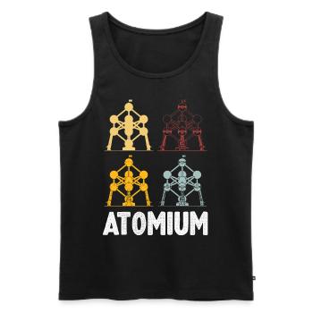 Noyau atomique de l’Atomium de Bruxelles Physics Science - Débardeur bio Premium Homme - noir - Devant - AI Model Male 178 light (178cm)