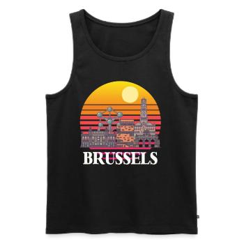 Bruxelles Skyline Science Noyau atomique Physique Atome - Débardeur bio Premium Homme - noir - Devant - AI Model Male 178 light (178cm)