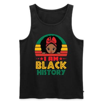 Black History Women Stolzes schwarzes Melaninfest - Männer Premium Bio Tank Top - Schwarz - Vorne - Michal (187cm)